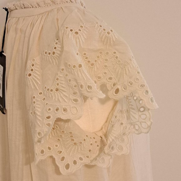 Who What Wear Eyelet Lace Flutter Sleeve Dress Size XS NWT - Picture 4 of 7